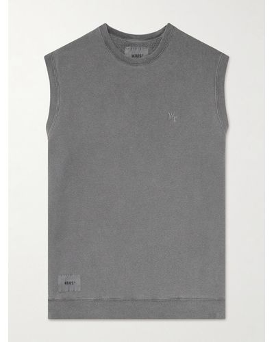 WTAPS Logo-embroidered Cotton-jersey Sweater Vest - Grey