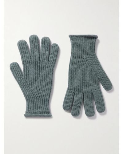 MR P. Handschuhe aus Wolle in Rippstrick - Blau