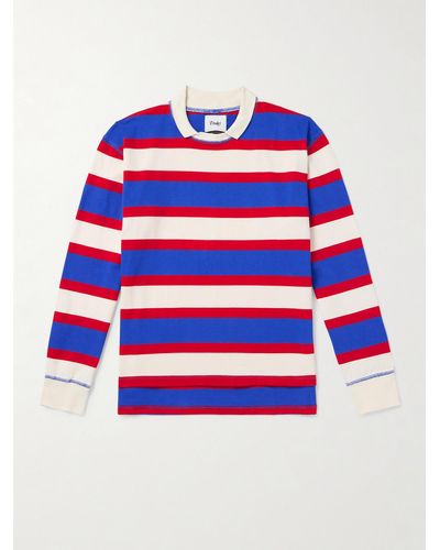 Drake's Striped Cotton-jersey T-shirt - Blue