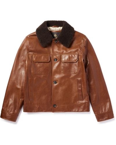 Loro Piana Shearling-trimmed Leather Jacket - Brown