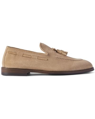 Brunello Cucinelli Tasseled Suede Loafers - Natural