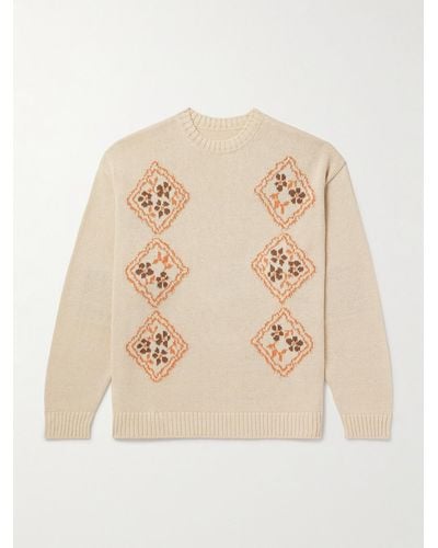 Kapital Kookei Jacquard-knitted Cotton-blend Sweater - Natural