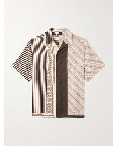 Loewe Paula's Ibiza Convertible-collar Striped Silk-twill Shirt - Natural