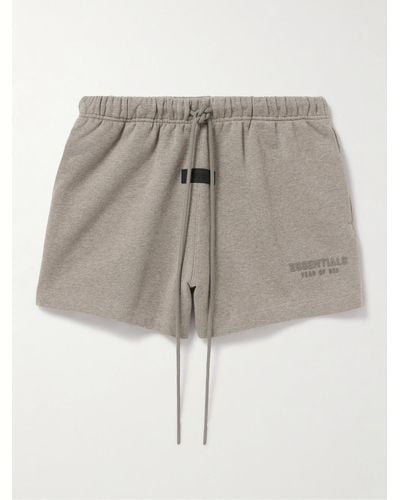 Fear Of God Wide-leg Logo-appliquéd Cotton-blend Jersey Drawstring Shorts - Natural