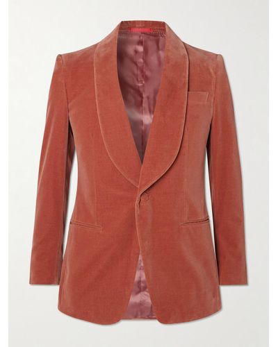 Kingsman Shawl-collar Cotton-velvet Tuxedo Jacket - Red