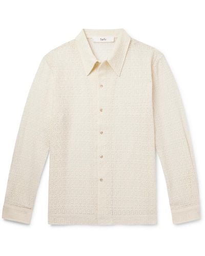 Séfr Jagou Crocheted Cotton Shirt - White