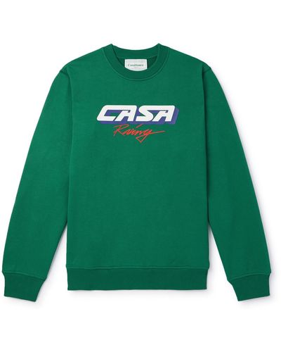 Casablancabrand Casa Racing 3d Logo-appliquéd Organic Cotton-jersey Sweatshirt - Green
