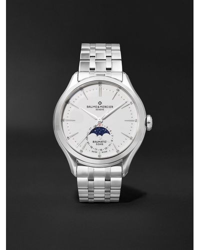 Baume & Mercier Clifton Baumatic Automatic Moon-phase 42mm Stainless Steel Watch - White
