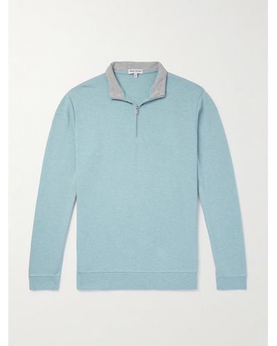 Peter Millar Crown Comfort Pullover aus einer Baumwollmischung mit kurzem Reißverschluss - Blau