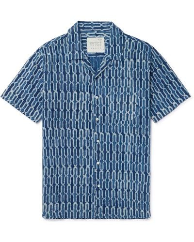 Kardo Lamar Embroidered Printed Cotton Shirt - Blue