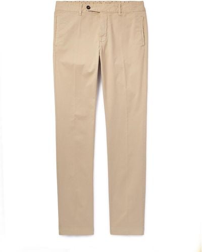 Massimo Alba Winch2 Slim-fit Straight-leg Cotton-blend Twill Pants - Natural