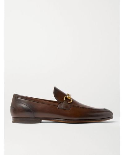 Gucci Jordaan Shoes Dark Leather Loafers Bit 406994 (GGM1706) - Brown