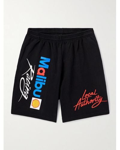 Local Authority Malibu Racing Straight-leg Printed Cotton-jersey Shorts - Blue