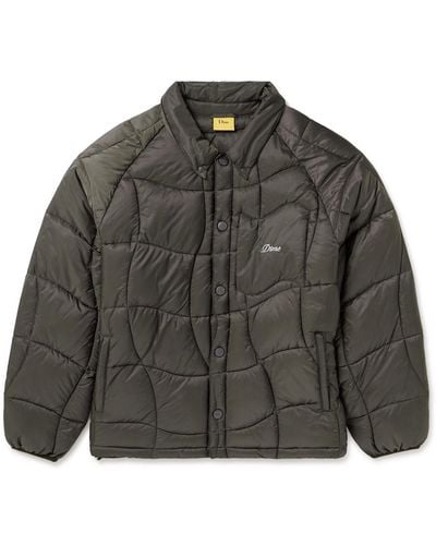 Dime Wave Embroidered Quilted Padded Shell Jacket - Gray