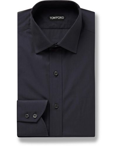 Tom Ford Cutaway-collar Cotton-poplin Shirt - Black