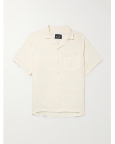 Portuguese Flannel Convertible-collar Checked Cotton-gauze Shirt - Natural