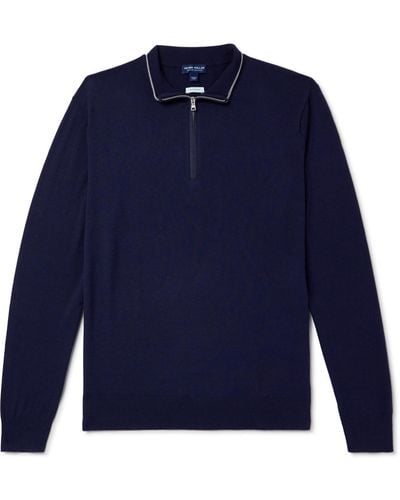 Peter Millar Excursionist Flex Wool-blend Half-zip Sweater - Blue
