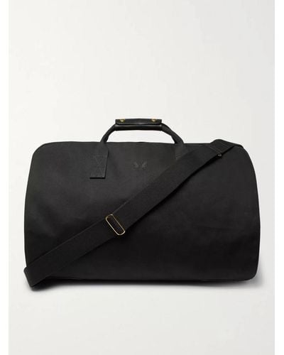 Bennett Winch Leather-trimmed Cotton-canvas Suit Carrier And Holdall - Black