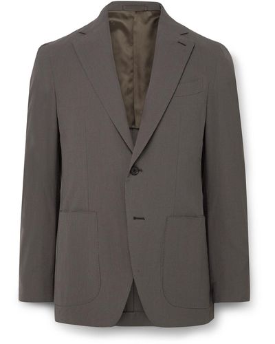 Caruso Aida Super 150s Wool And Silk-blend Seersucker Suit Jacket - Gray