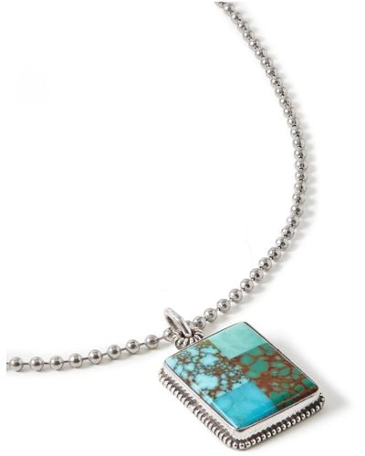 Peyote Bird Silver Turquoise Pendant Necklace - Green