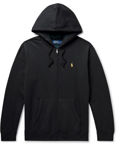 Polo Ralph Lauren Logo-embroidered Cotton-blend Jersey Zip-up Hoodie - Blue