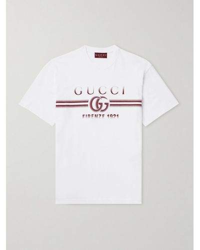 Gucci T-Shirt aus Baumwoll-Jersey mit Logoprint - Weiß