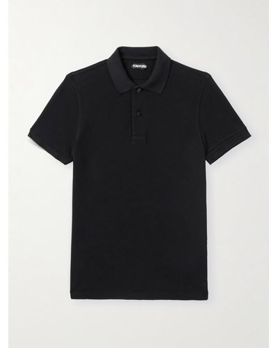 Tom Ford Slim-fit Garment-dyed Cotton-piqué Polo Shirt - Black