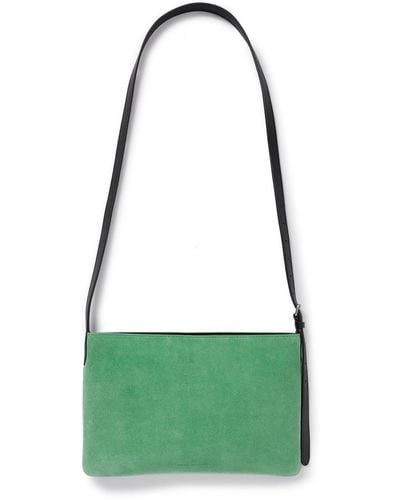 Dries Van Noten Small Leather-trimmed Suede Messenger Bag - Green