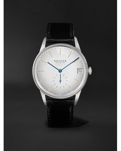 Nomos Orion Neomatik Automatic 38.5 Stainless Steel And Leather Watch - Black