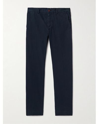 Sid Mashburn Field Slim-fit Tapered Garment-dyed Cotton-twill Trousers - Blue