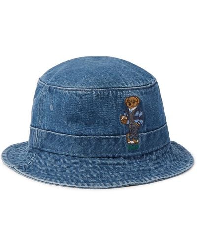 Polo Ralph Lauren Teddy Bear Embroidered Denim Bucket Hat - Blue