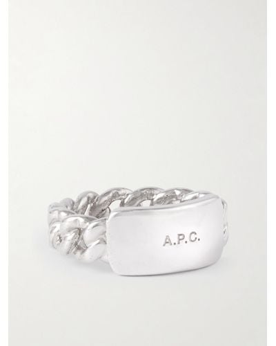A.P.C. Darwin Logo-engraved Silver-coated Ring - Natural