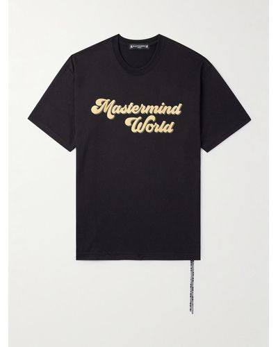 MASTERMIND WORLD T-shirt in jersey di cotone con logo e glitter - Nero