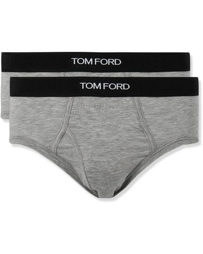 Tom Ford Two-pack Stretch-cotton And Modal-blend Briefs - Gray