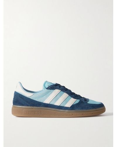 adidas Originals Handball Pro Spzl Faux Leather-trimmed Mesh And Suede Trainers - Blue