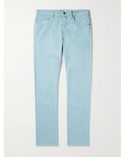 Incotex Slim-fit Cotton-blend Trousers - Blue