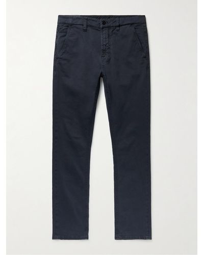 Nudie Jeans Slim Adam Garment-dyed Stretch Organic Cotton-twill Pants - Blue