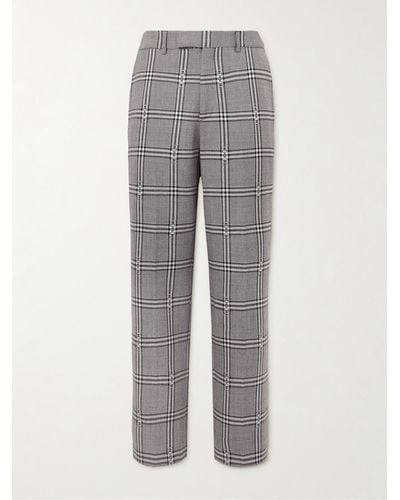 Gucci Straight-leg Checked Wool-jacquard Pants - Gray