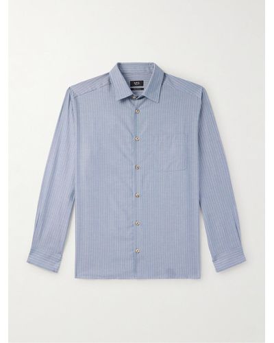 A.P.C. Malo Striped Cotton And Wool-blend Twill Shirt - Blue