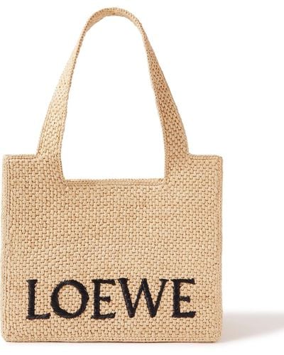 Loewe Paula's Ibiza Logo-embroidered Raffia Tote Bag - Natural