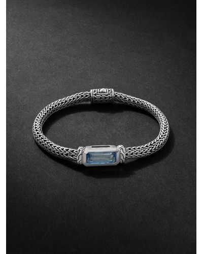 John Hardy Classic Chain Silver Aquamarine Bracelet - Black