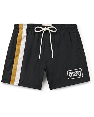 CHERRY LA Baja Drag Straight-leg Logo-embroidered Nylon Drawstring Shorts - Black