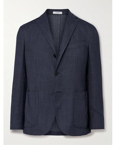 Boglioli K-jacket Unstructured Garment-dyed Virgin Wool-blend Hopsack Blazer - Blue