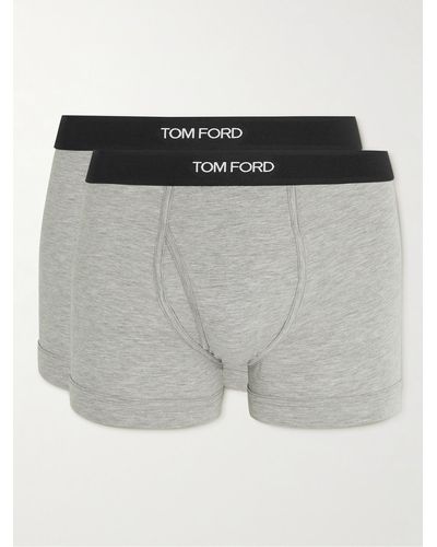 Tom Ford Two-pack Stretch Cotton And Modal-blend Boxer Briefs - Grey