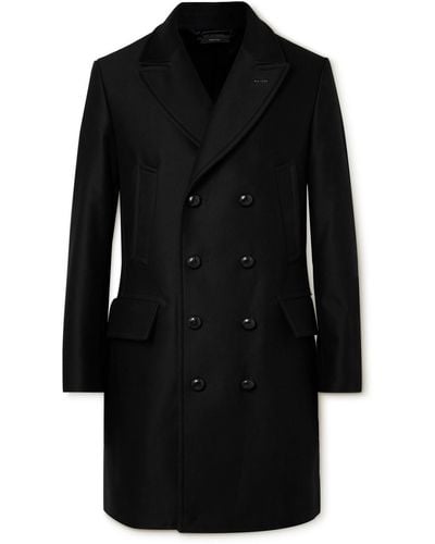 Tom Ford Double-breasted Cotton-moleskin Coat - Black