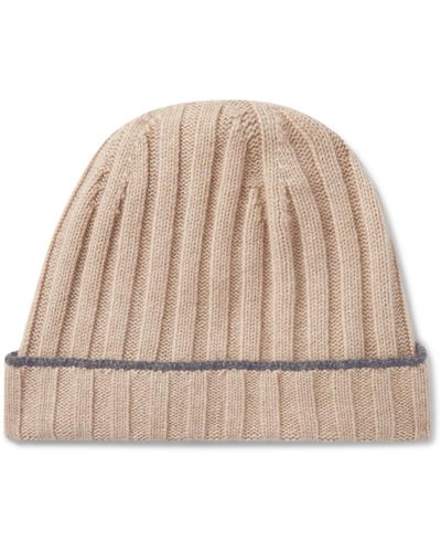 Brunello Cucinelli Contrast-tipped Ribbed Cashmere Beanie - Natural