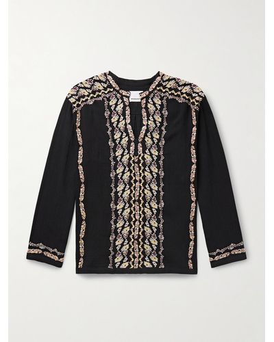 Isabel Marant Cikariah Embroidered Cotton-gauze Shirt - Black