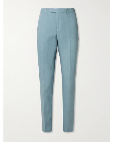 Paul Smith Tapered Linen Suit Trousers - Blue