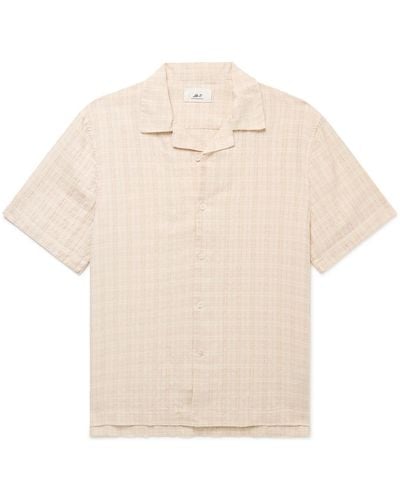 MR P. Camp-collar Checked Cotton-blend Seersucker Shirt - Natural
