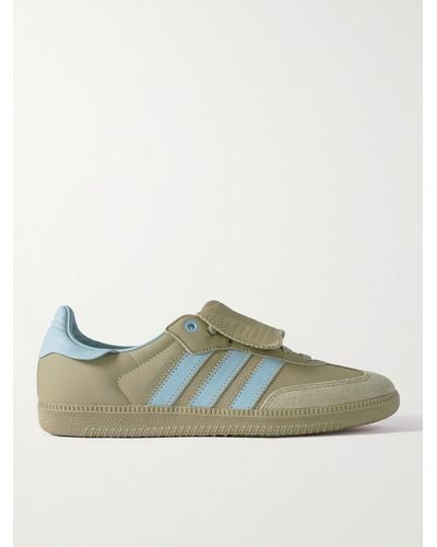 adidas Originals Humanrace Samba Suede-trimmed Leather Trainers - Green